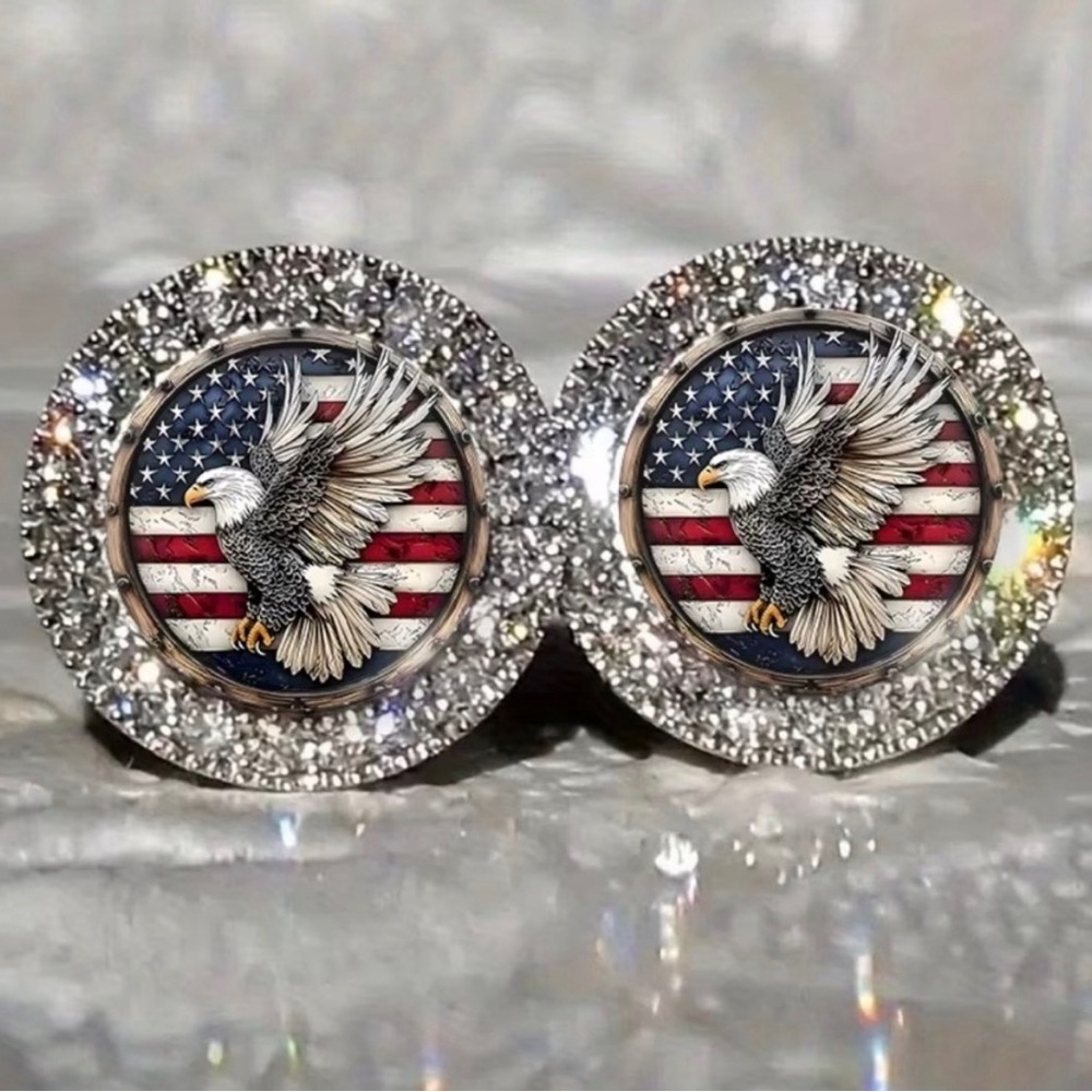 Patriotic Eagle Stud Earrings - Picture 3 of 3